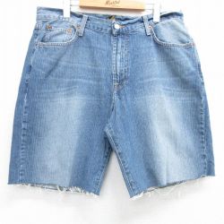 W37★古着 ラッキーブランド Lucky Brand ショート パンツ ショーツ メンズ コットン 紺 ネイビー デニム 25apr26 中古 ボトムス 短パン ショーパン ハーフ