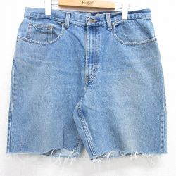 【50%OFF】W37★古着 エディーバウアー ショート パンツ ショーツ メンズ 00年代 00s コットン 紺 ネイビー デニム 25apr26 中古 ボトムス 短パン ショーパン ハーフ