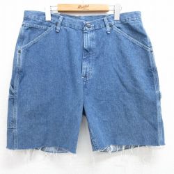 W36★古着 ショート ペインター パンツ ショーツ メンズ コットン 紺 ネイビー デニム 25apr26 中古 ボトムス 短パン ショーパン