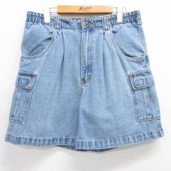 W33★古着 ショート カーゴ パンツ ショーツ メンズ 00年代 00s コットン 紺 ネイビー デニム 25apr26 中古 ボトムス 短パン ショーパン