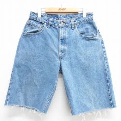 W31★古着 リーバイス Levis 560 ショート パンツ ショーツ メンズ 90年代 90s コットン USA製 薄紺 ネイビー デニム 【spe】 25apr26 中古 ボトムス 短パン ショーパン ハーフ