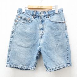 W31★古着 Levis リーバイス 505 ショート パンツ ショーツ メンズ 00年代 00s コットン 紺 ネイビー デニム 25apr28 中古 ボトムス 短パン ショーパン ハーフ