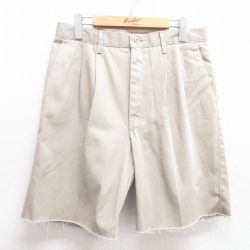 【50%OFF】W32★古着 ラングラー Wrangler ショート パンツ ショーツ メンズ コットン ベージュ カーキ 25apr28 中古 ボトムス 短パン ショーパン ハーフ