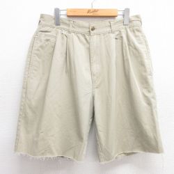 W33★古着 ビューグルボーイ ショート パンツ ショーツ メンズ 00年代 00s コットン ベージュ カーキ 25apr28 中古 ボトムス 短パン ショーパン ハーフ