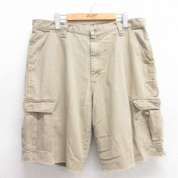 W36★古着 ラングラー Wrangler ショート カーゴ パンツ ショーツ メンズ コットン ベージュ カーキ 25apr28 中古 ボトムス 短パン ショーパン
