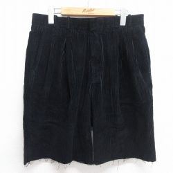 W34★古着 ショート コーデュロイ パンツ ショーツ メンズ 80年代 80s 太畝 コットン 黒 ブラック 【spe】 25apr28 中古 ボトムス 短パン ショーパン