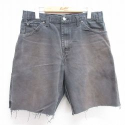 【50%OFF】W34★古着 ディッキーズ Dickies ショート ペインター パンツ ショーツ メンズ ダック地 コットン 黒 ブラック 25apr28 中古 ボトムス 短パン ショーパン