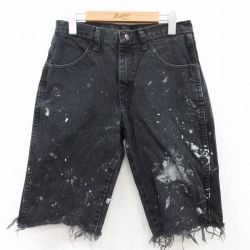 W29★古着 ラスラー ショート パンツ ショーツ メンズ コットン 黒 ブラック 25apr28 中古 ボトムス 短パン ショーパン ハーフ