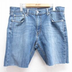 W36★古着 リーバイス Levis 559 ショート パンツ ショーツ メンズ ヒゲ 紺 ネイビー デニム 25apr28 中古 ボトムス 短パン ショーパン ハーフ