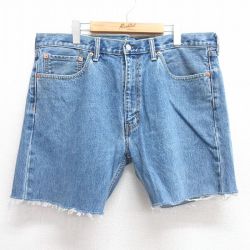 W38★古着 リーバイス Levis 505 ショート パンツ ショーツ メンズ コットン 紺 ネイビー デニム 25apr28 中古 ボトムス 短パン ショーパン ハーフ