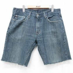 【50%OFF】W35★古着 リーバイス Levis 559 ショート パンツ ショーツ メンズ ヒゲ コットン 紺 ネイビー デニム 25apr30 中古 ボトムス 短パン ショーパン ハーフ