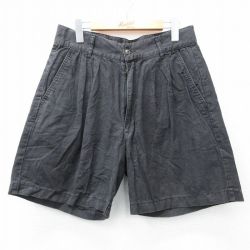 W32★古着 ショート パンツ ショーツ メンズ 90年代 90s 黒 ブラック 25apr30 中古 ボトムス 短パン ショーパン ハーフ