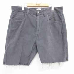 W36★古着 セントジョンズベイ ショート コーデュロイ パンツ ショーツ メンズ 太畝 コットン グレー 25apr30 中古 ボトムス 短パン ショーパン