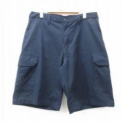 W34★古着 ショート ワーク カーゴ パンツ ショーツ メンズ CiNTAS 紺 ネイビー 25may08 中古 ボトムス 短パン ショーパン