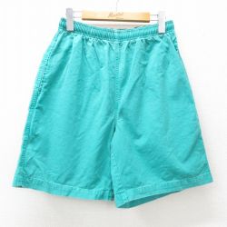 W31★古着 セントジョンズベイ ショート パンツ ショーツ メンズ 90年代 90s コットン 青緑 【spe】 25may08 中古 ボトムス 短パン ショーパン ハーフ