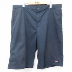 W39★古着 ディッキーズ Dickies ハーフ ワーク パンツ ショーツ メンズ 紺 ネイビー 25may08 中古 ボトムス 短パン ショーパン
