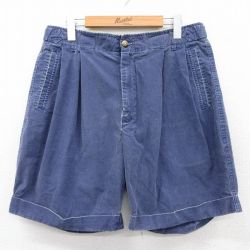 【50%OFF】W33★古着 ノーティカ NAUTICA ブランド ショート パンツ ショーツ メンズ 90年代 90s コットン 紺 ネイビー 25may08 中古 ボトムス 短パン ショーパン ハーフ
