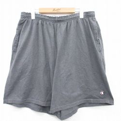 W40★古着 チャンピオン champion ショート イージー パンツ ショーツ メンズ ワンポイントロゴ 大きいサイズ グレー 霜降り 25may08 中古 ボトムス 短パン ショーパン