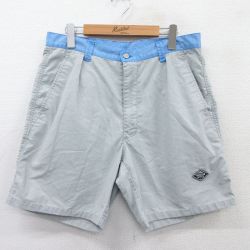 W33★古着 ショート パンツ ショーツ メンズ ツートンカラー グレー他 25may08 中古 ボトムス 短パン ショーパン ハーフ