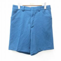 W31★古着 モンゴメリーワード ショート パンツ ショーツ メンズ 80年代 80s タロン 紺 ネイビー 25may09 中古 ボトムス 短パン ショーパン ハーフ