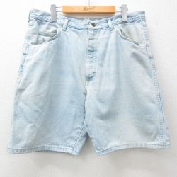 W36★古着 ラングラー Wrangler ショート パンツ ショーツ メンズ 00年代 00s コットン 薄紺 ネイビー デニム 25may09 中古 ボトムス 短パン ショーパン ハーフ