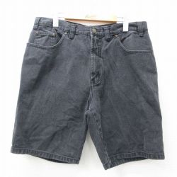 W36★古着 ルート66 ショート パンツ ショーツ メンズ 00年代 00s 黒 ブラック デニム 25may09 中古 ボトムス 短パン ショーパン ハーフ