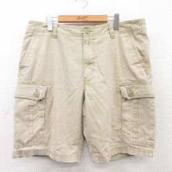 W38★古着 オールドネイビー OLD NAVY ショート カーゴ パンツ ショーツ メンズ コットン ベージュ カーキ 25may10 中古 ボトムス 短パン ショーパン