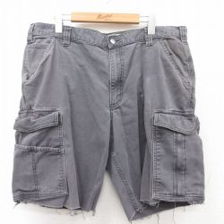 W37★古着 カーハート Carhartt ショート カーゴ パンツ ショーツ メンズ ダック地 グレー 25may12 中古 ボトムス 短パン ショーパン