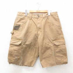 W36★古着 ラングラー Wrangler ショート ペインター パンツ ショーツ メンズ リップストップ コットン 茶 ブラウン 25may12 中古 ボトムス 短パン ショーパン