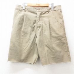 W36★古着 ショート パンツ ショーツ メンズ ベージュ カーキ 25may12 中古 ボトムス 短パン ショーパン ハーフ