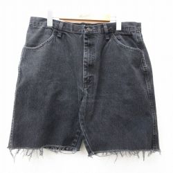 W36★古着 ラスラー ショート パンツ ショーツ メンズ コットン 黒 ブラック デニム 25may12 中古 ボトムス 短パン ショーパン ハーフ