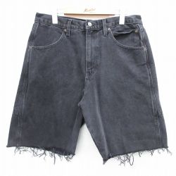 【50%OFF】W33★古着 ショート パンツ ショーツ メンズ 90年代 90s コットン USA製 黒 ブラック デニム 【spe】 25may14 中古 ボトムス 短パン ショーパン ハーフ