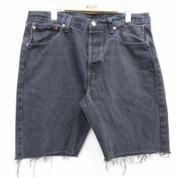【50%OFF】W37★古着 リーバイス Levis 501 ショート パンツ ショーツ メンズ コットン 黒 ブラック デニム 25may14 中古 ボトムス 短パン ショーパン ハーフ