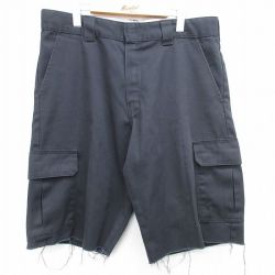 W36★古着 ディッキーズ Dickies ショート ワーク カーゴ パンツ ショーツ メンズ 黒 ブラック 25may14 中古 ボトムス 短パン ショーパン