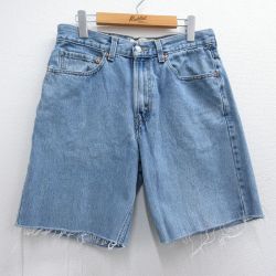 【50%OFF】W32★古着 リーバイス Levis 550 ショート パンツ ショーツ メンズ コットン 薄紺 ネイビー デニム 25may15 中古 ボトムス 短パン ショーパン ハーフ