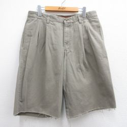 W35★古着 エディーバウアー ショート パンツ ショーツ メンズ コットン 濃ベージュ カーキ 25may15 中古 ボトムス 短パン ショーパン ハーフ
