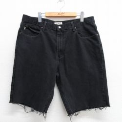 【50%OFF】W38★古着 エルエルビーン LLBEAN ショート パンツ ショーツ メンズ 00年代 00s コットン 黒 ブラック デニム 【spe】 25may16 中古 ボトムス 短パン ショーパン ハーフ