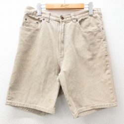【50%OFF】W34★古着 ルート66 ショート パンツ ショーツ メンズ 00年代 00s コットン ベージュ カーキ デニム 25may16 中古 ボトムス 短パン ショーパン ハーフ