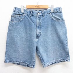 W36★古着 FADED GLORY ショート パンツ ショーツ メンズ コットン 紺 ネイビー デニム 25may17 中古 ボトムス 短パン ショーパン ハーフ