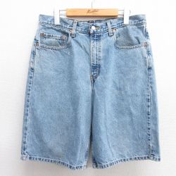 W33★古着 リーバイス Levis 550 ショート パンツ ショーツ メンズ 00年代 00s コットン 紺 ネイビー デニム 25may20 中古 ボトムス 短パン ショーパン ハーフ