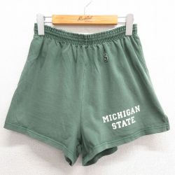 W31★古着 ショート パンツ ショーツ メンズ 90年代 90s ミシガン コットン USA製 緑 グリーン 25may26 中古 ボトムス 短パン ショーパン ハーフ