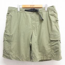 W38★古着 ショート カーゴ パンツ ショーツ メンズ リップストップ コットン 緑 グリーン 25may26 中古 ボトムス 短パン ショーパン