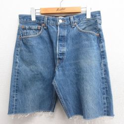 W32★古着 リーバイス Levis 501 ショート パンツ ショーツ メンズ コットン 紺 ネイビー デニム 【spe】 25may26 中古 ボトムス 短パン ショーパン ハーフ