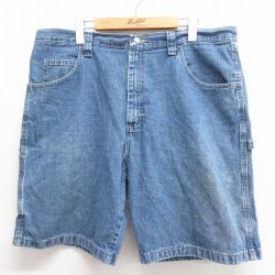 W39★古着 ラングラー Wrangler ショート ペインター パンツ ショーツ メンズ 大きいサイズ コットン 紺 ネイビー デニム 25may26 中古 ボトムス 短パン ショーパン