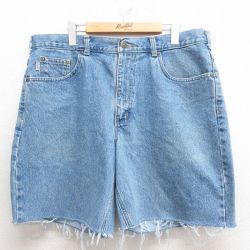 W39★古着 カーハート Carhartt ショート パンツ ショーツ メンズ コットン 紺 ネイビー デニム 【spe】 25may26 中古 ボトムス 短パン ショーパン ハーフ