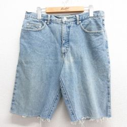 【50%OFF】W33★古着 ゲス GUESS ショート パンツ ショーツ メンズ 00年代 00s コットン タロン 紺 ネイビー デニム 25may26 中古 ボトムス 短パン ショーパン ハーフ