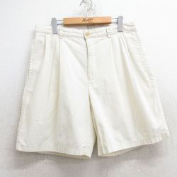 【50%OFF】W34★古着 ノーティカ NAUTICA ブランド ショート パンツ ショーツ メンズ 90年代 90s ワンポイントロゴ コットン 生成り 25may28 中古 ボトムス 短パン ショーパン ハーフ