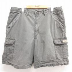 W38★古着 ラングラー Wrangler ショート カーゴ パンツ ショーツ メンズ コットン グレー 25may29 中古 ボトムス 短パン ショーパン