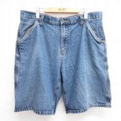 【50%OFF】W38★古着 FADED GLORY ショート ペインター パンツ ショーツ メンズ ヒゲ コットン 紺 ネイビー デニム 25may30 中古 ボトムス 短パン ショーパン