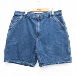 W40★古着 カーハート Carhartt ショート ペインター パンツ ショーツ メンズ 大きいサイズ コットン 紺 ネイビー デニム 【spe】 25may30 中古 ボトムス 短パン ショーパン